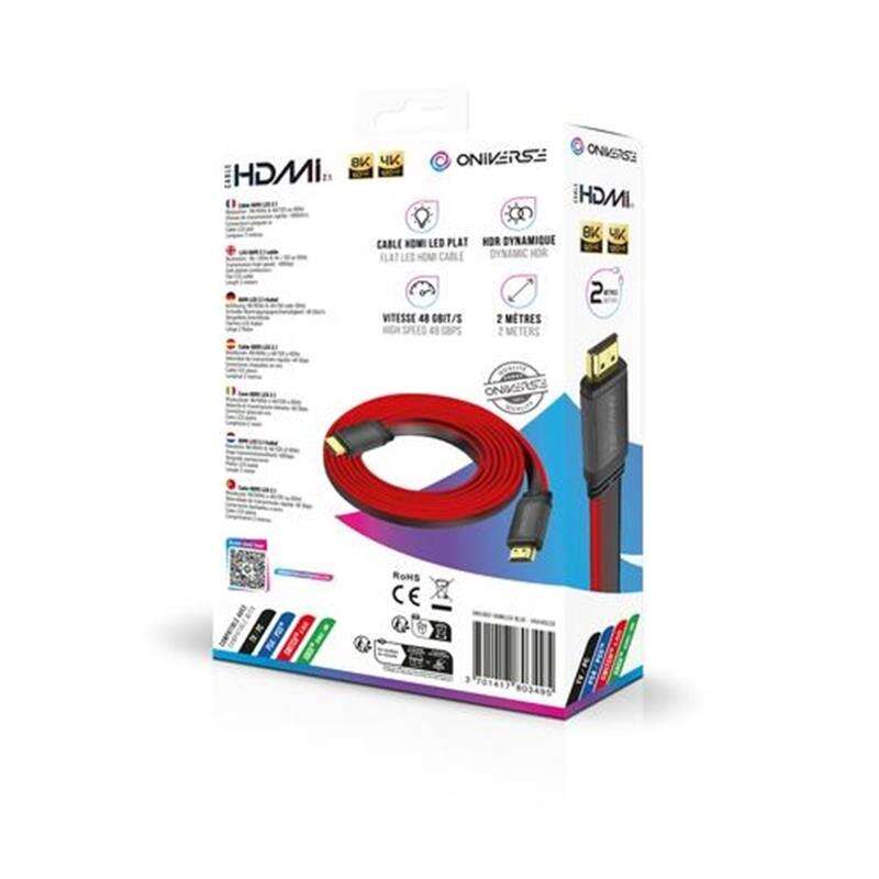 ONIVERSE - HDMI LED-kabel 8K - Rød (Multiplattform)