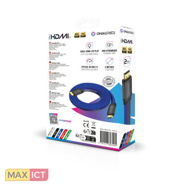 ONIVERSE HDMI LED-kabel 8K 2m - Blå (Multiplattform)