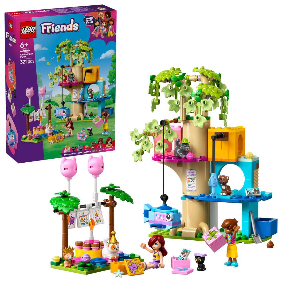LEGO® Friends Kattens bursdagsfest og leketre 42666
