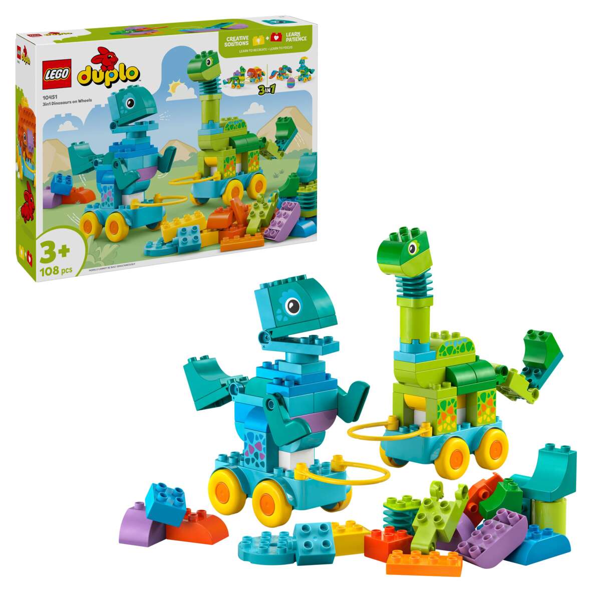 LEGO® DUPLO® Town 3-i-1 Dinosaurer på hjul 0451