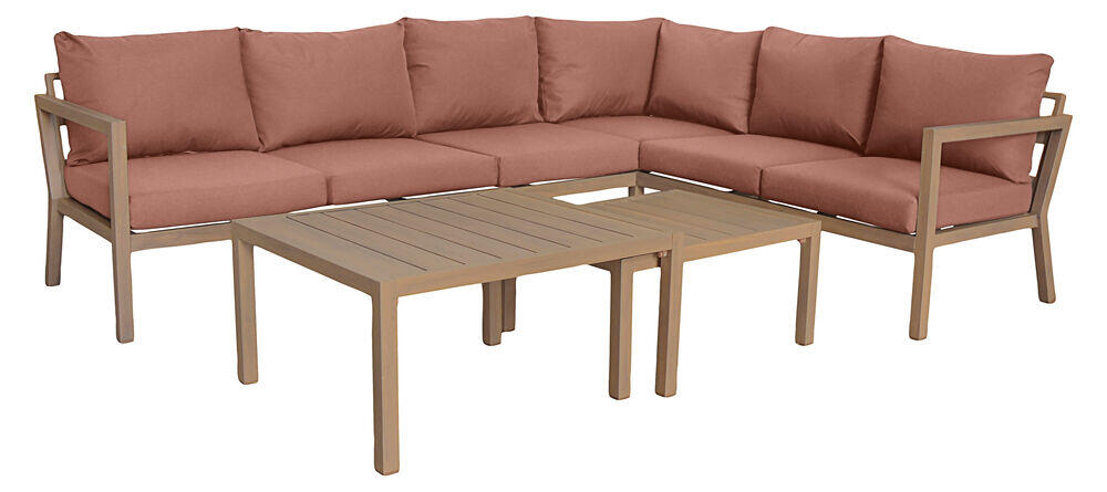 Røst hjørnegruppe teak og rust vanntette putetrekk