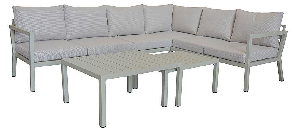 Røst hjørnegruppe kalk og rutet beige vanntette putetrekk