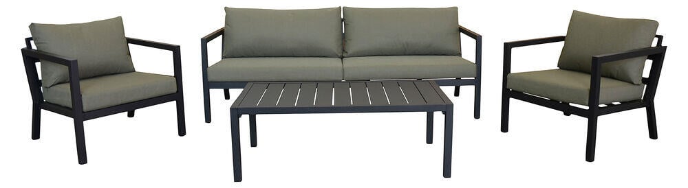 Røst sofagruppe sort og grønne vanntette putetrekk