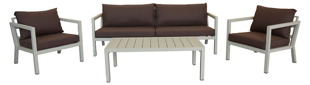 Røst sofagruppe kalk og brune vanntette putetrekk