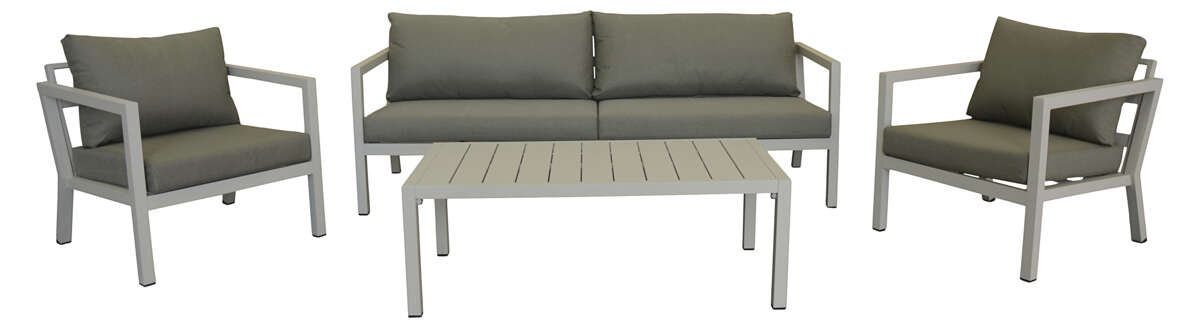 Røst sofagruppe kalk og grønne vanntette putetrekk