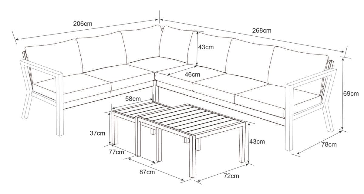 Røst hjørnegruppe teak og beige vanntette putetrekk