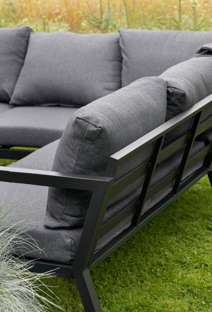 Røst hjørnegruppe sort og mørk grå impregnerte putetrekk