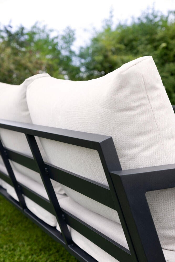 Røst sofagruppe sort og beige vanntette putetrekk