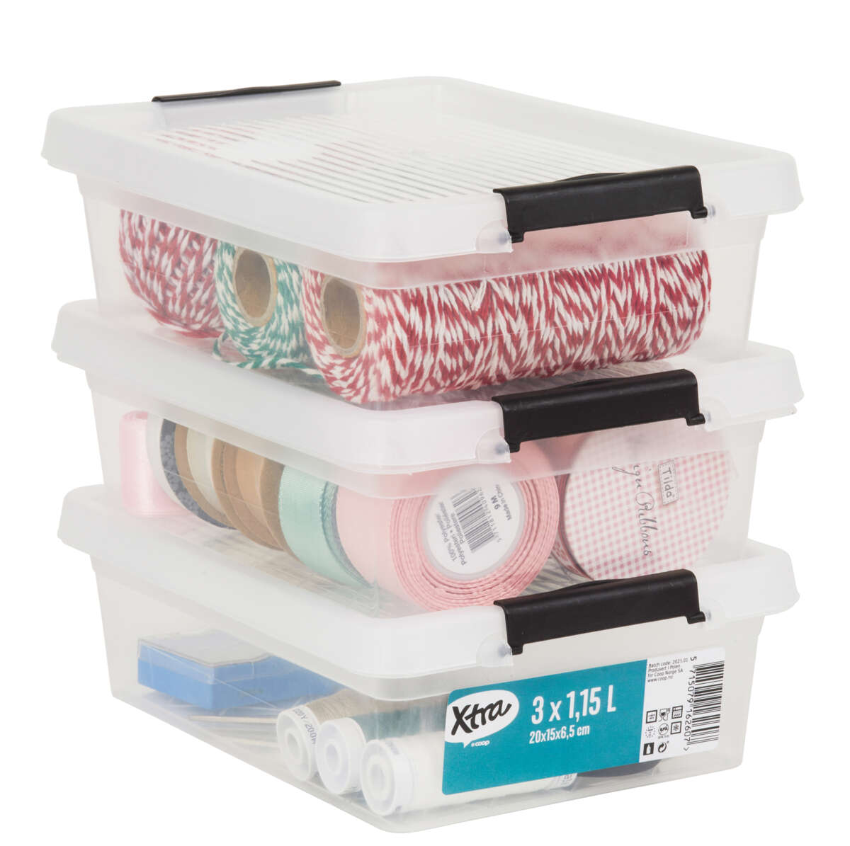 Xtra oppbevaringsboks 3 pk