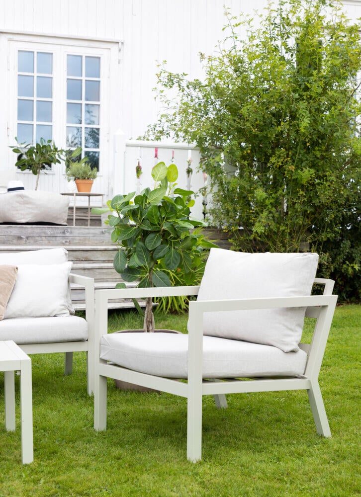 Røst sofagruppe kalk og beige vanntette putetrekk