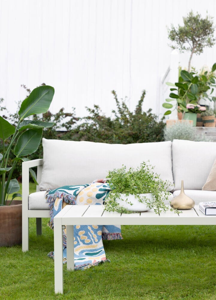 Røst sofagruppe kalk og beige vanntette putetrekk