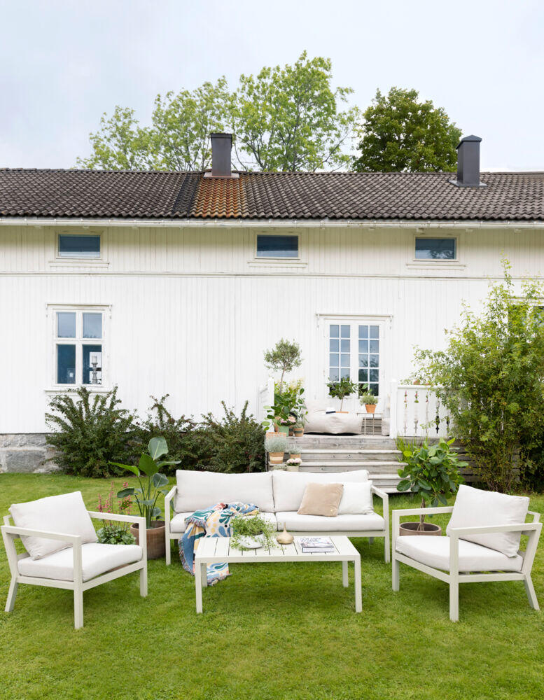 Røst sofagruppe kalk og beige vanntette putetrekk