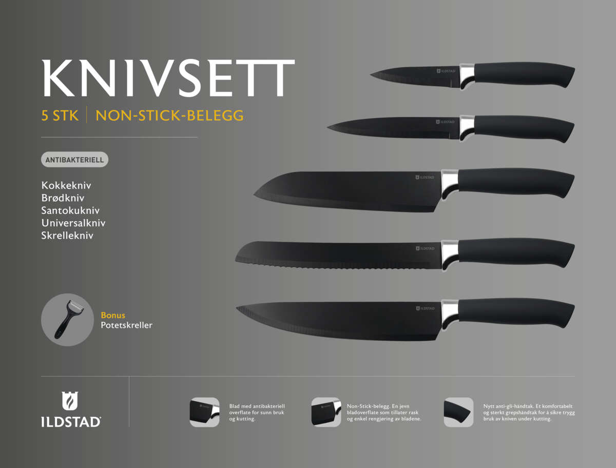 Ildstad knivsett 6 deler