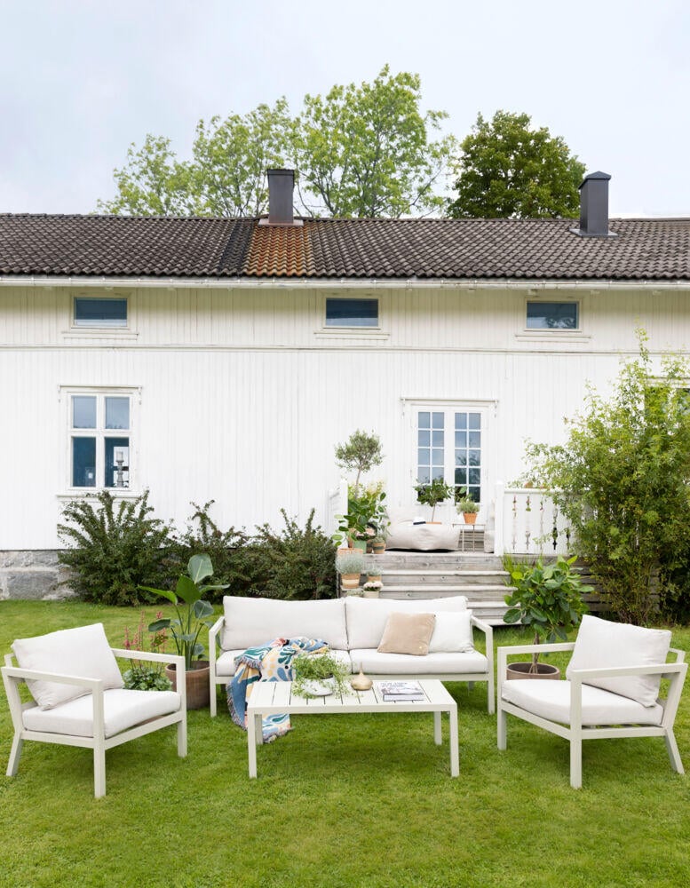 Røst sofagruppe kalk og beige impregnerte putetrekk