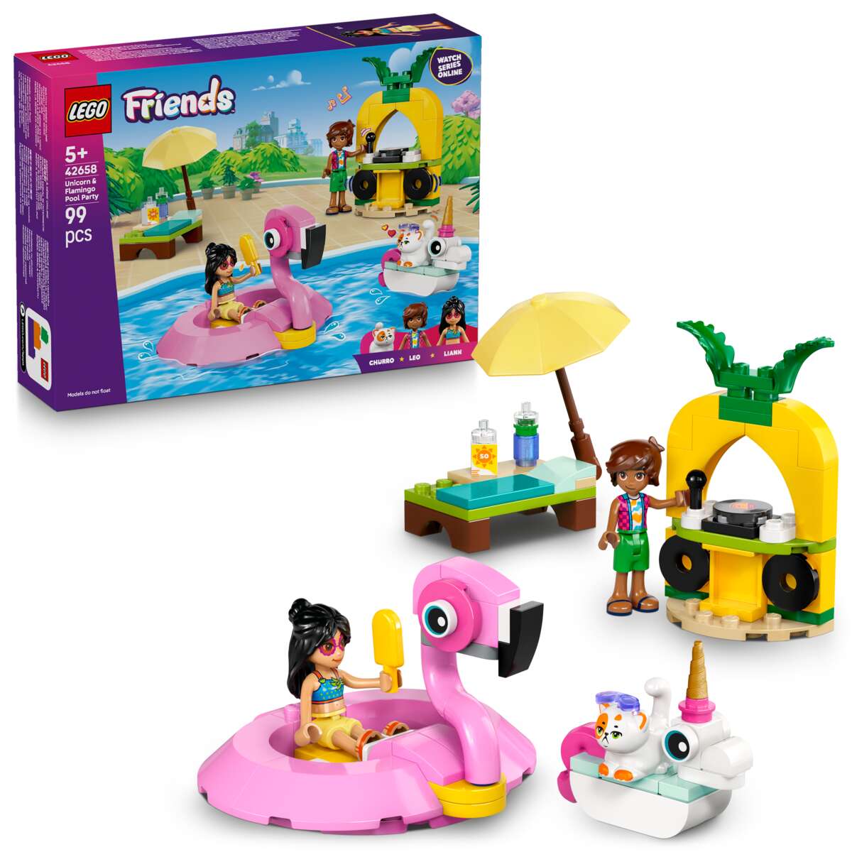 LEGO® Friends Poolparty med enhjørning og flamingo 42658