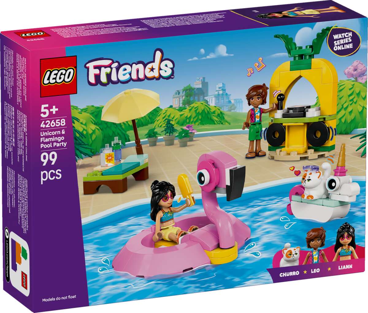 LEGO® Friends Poolparty med enhjørning og flamingo 42658