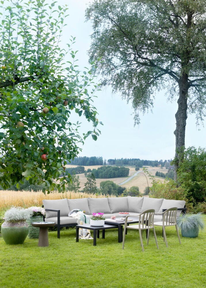 Røst hjørnegruppe sort og lys grå vanntette putetrekk