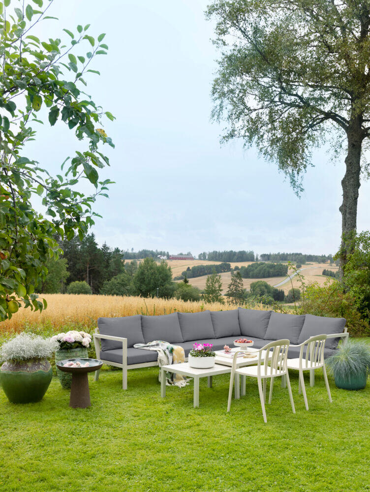 Røst hjørnegruppe kalk og mørk grå vanntette putetrekk