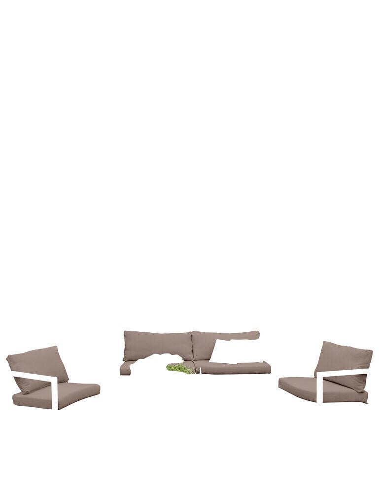 Røst sofagruppe kalk og brune vanntette putetrekk