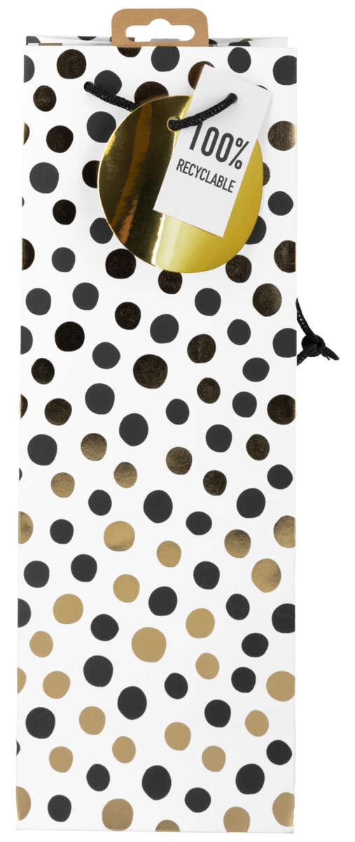 Flaskepose Hvit/prikker