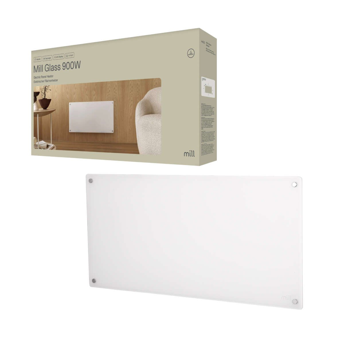 Mill Glass 900W panelovn