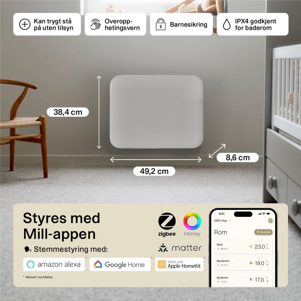 Mill Invisible Smart WiFi Gen 4 400W panelovn