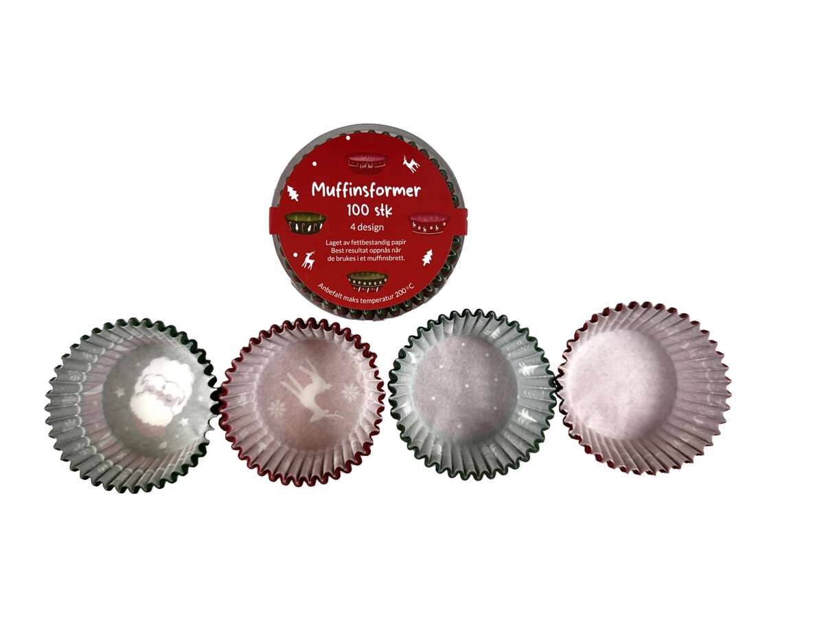 Muffinsformer med julemotiv 100 stk