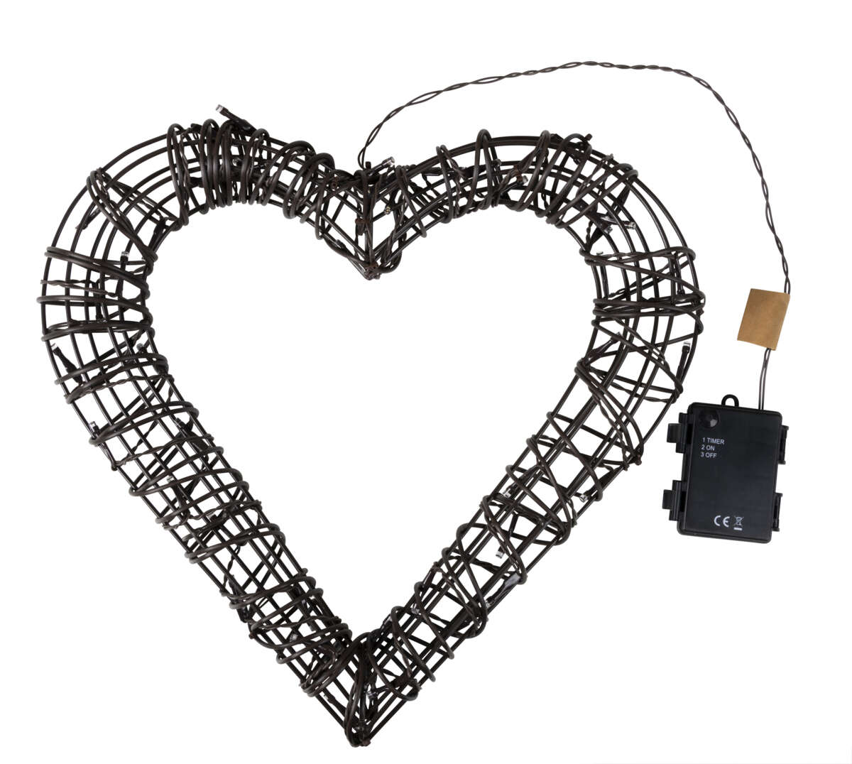 Hjerte veggdekor i kunstrotting med lys