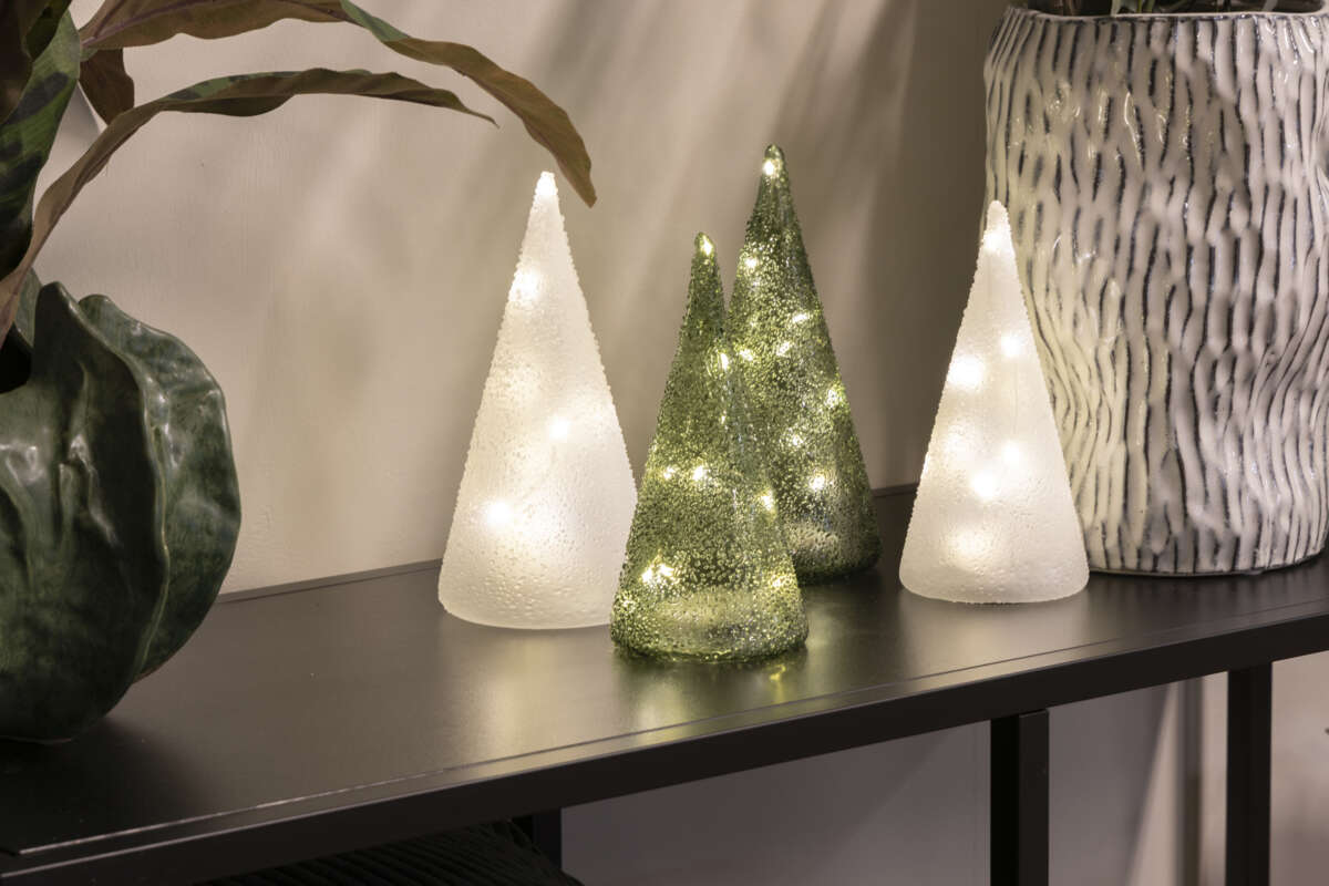 Dekortre i glass med lys