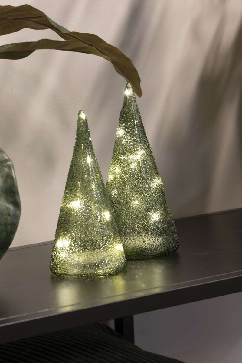 Dekortre i glass med lys