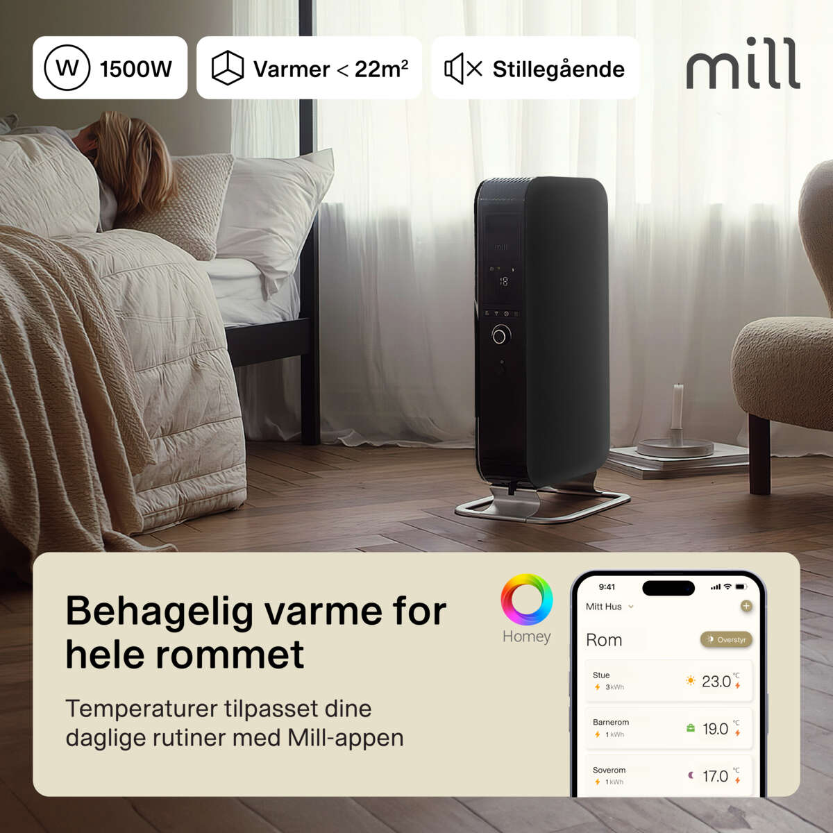 Mill Gentle Air WiFi Gen 3  1500W oljeovn