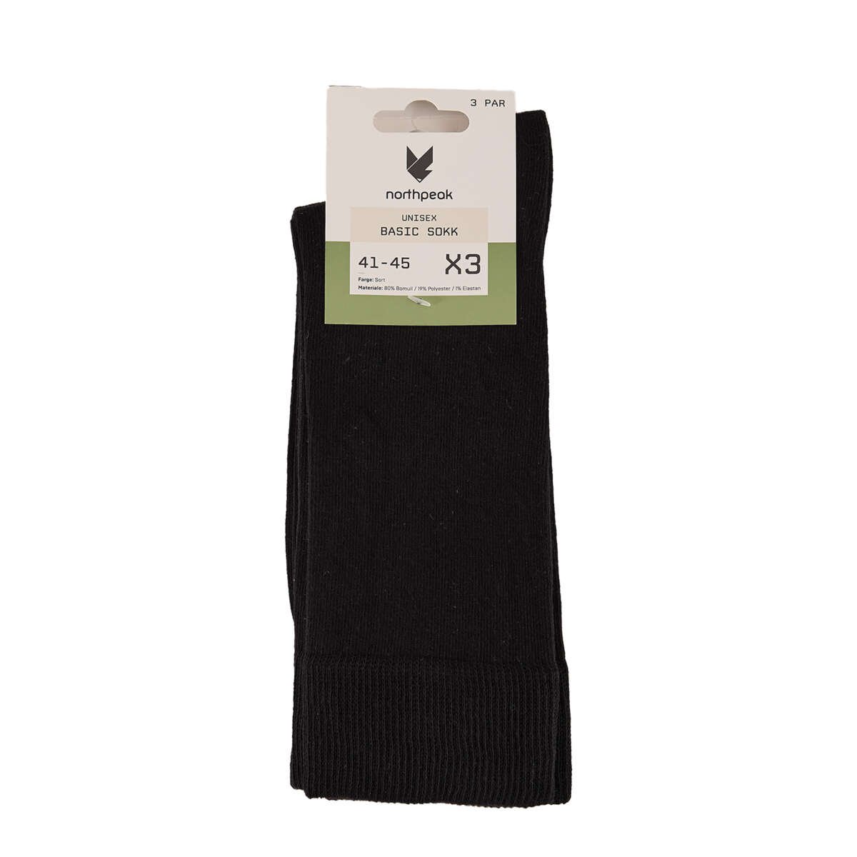 Northpeak Basic sokker 3-pk unisex