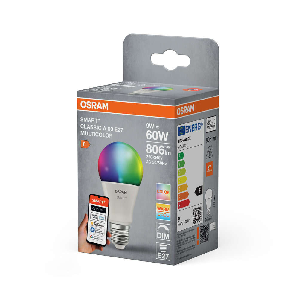 OSRAM SMART+ Matter Multicolor A60 9W E27 806lm