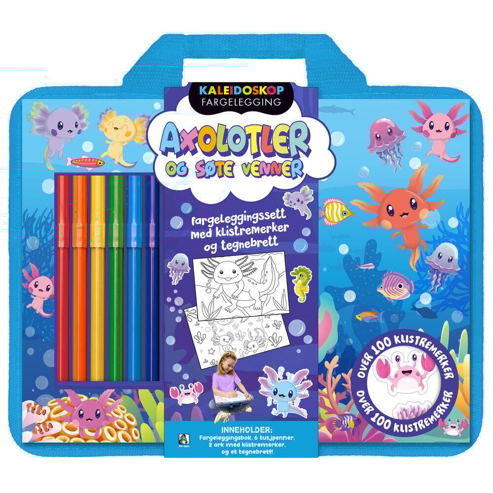 Axolotler: Aktivitetspakke med tusj