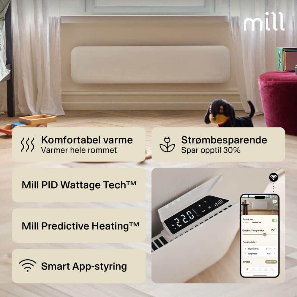 Mill Invisible WiFi Gen 3 800W panellist panelovn