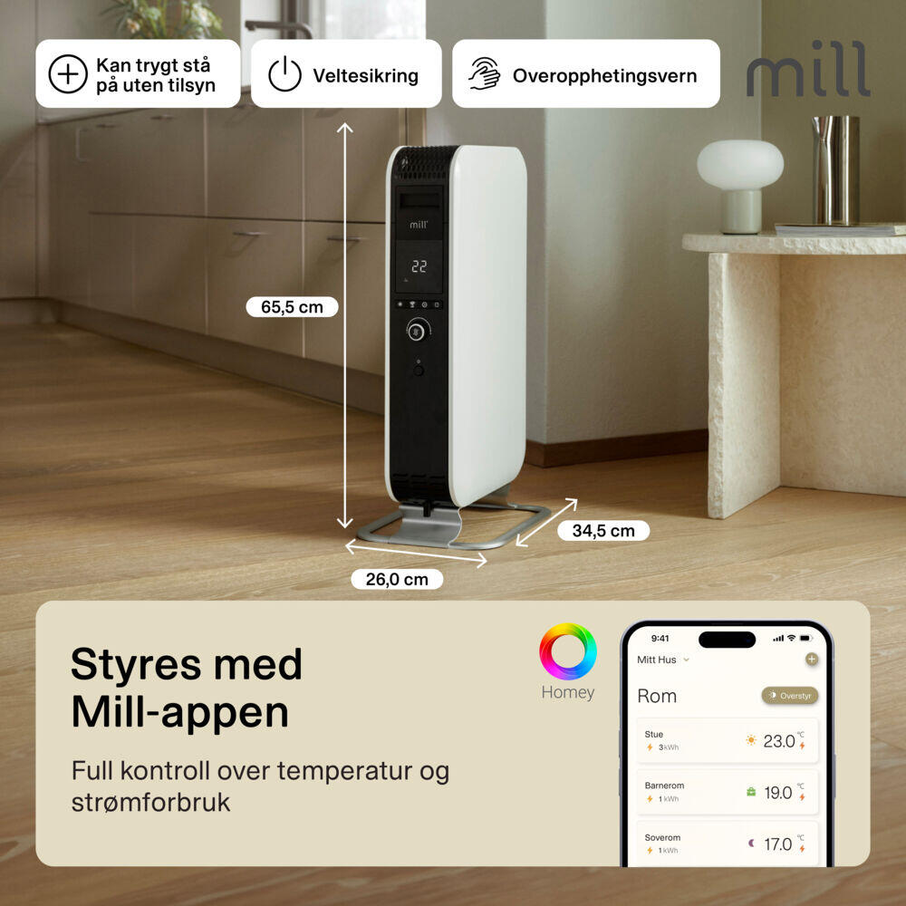 Mill Gentle Air WiFi Gen 3 1500W oljeovn