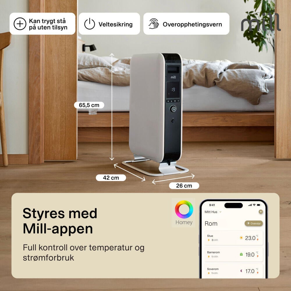 Mill Gentle AirWiFi 2000W oljefylt radiator