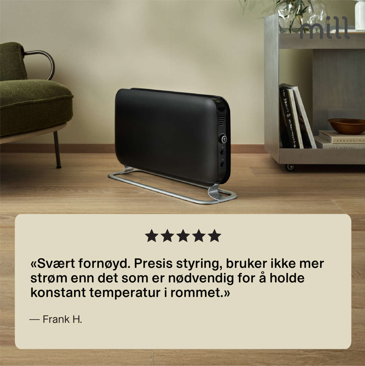 Mill WiFi  1200W sort gulvovn