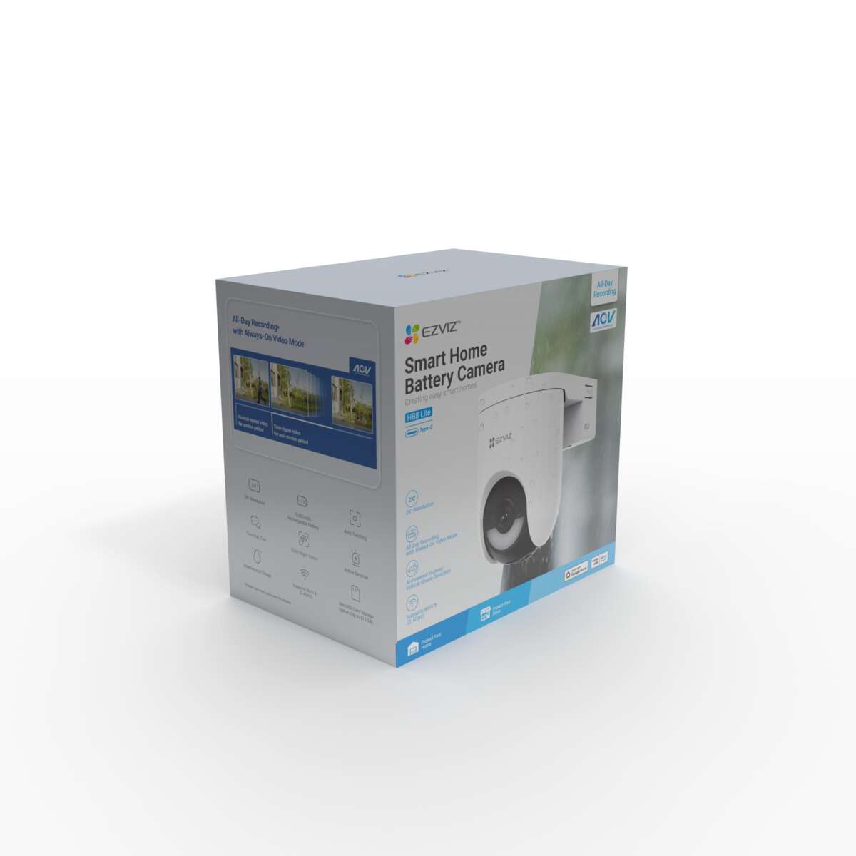 EZVIZ HB8Lite 2K batteridrevet Wi-Fi-kamera for panorering og tilt