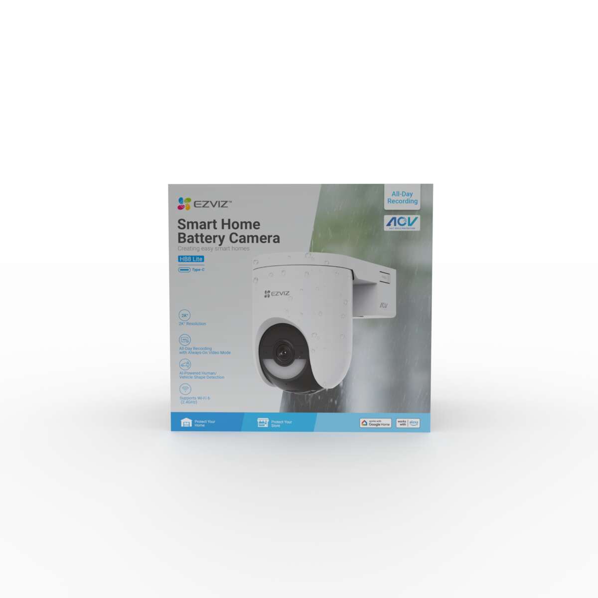 EZVIZ HB8Lite 2K batteridrevet Wi-Fi-kamera for panorering og tilt