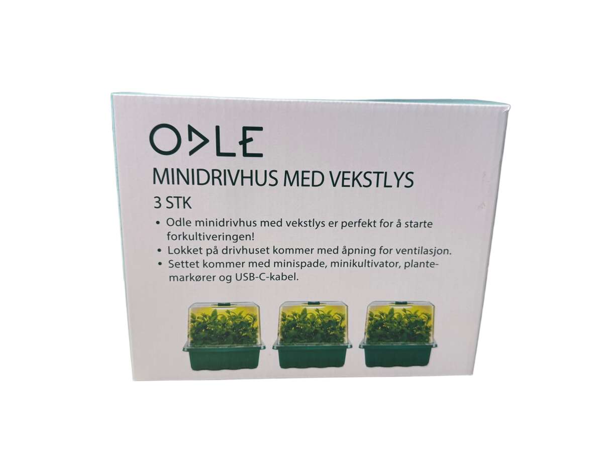 Odle minidrivhus med LED-lys 3-pk