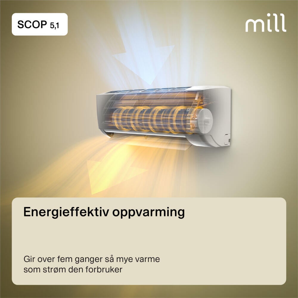 Mill Compact Pro WiFi varmepumpe 5200W, ferdig montert