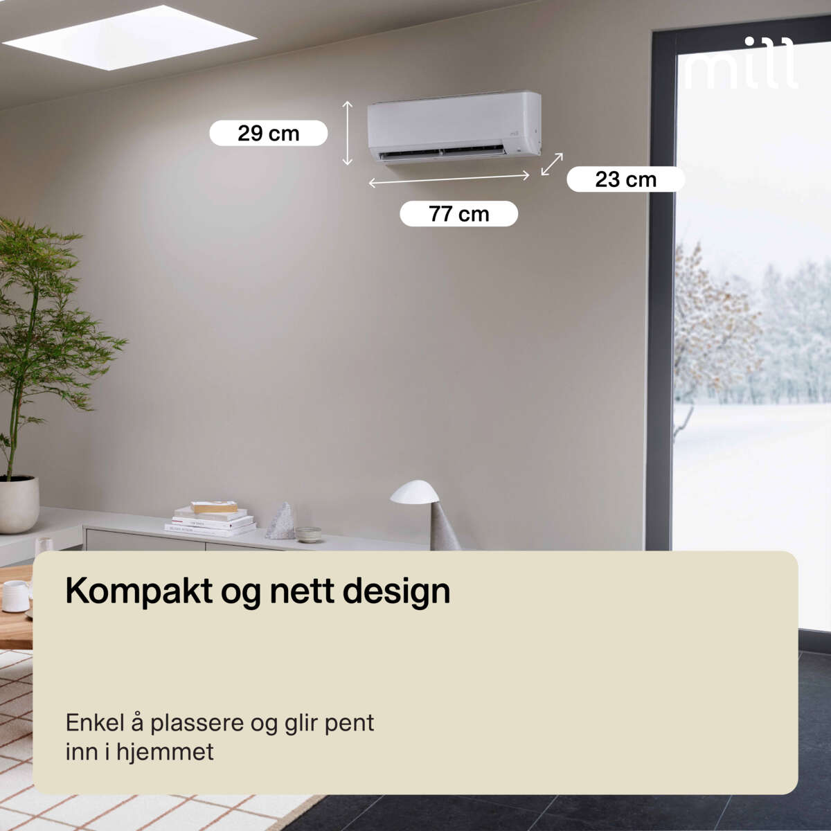 Mill Compact Pro WiFi varmepumpe 7400W, ferdig montert