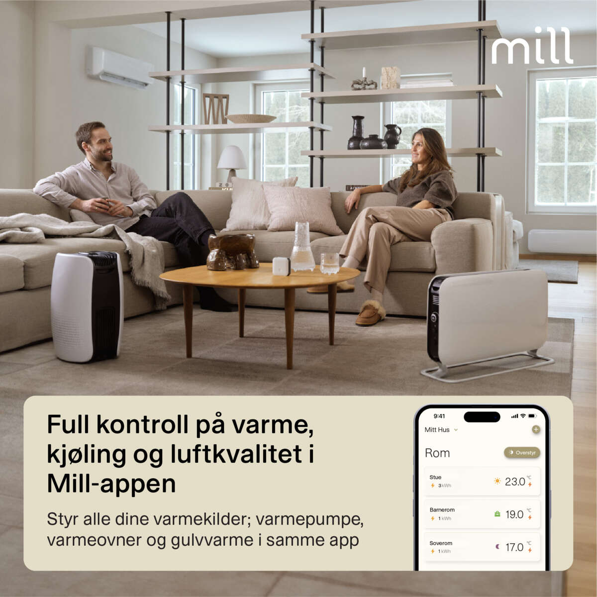 Mill Compact Pro WiFi varmepumpe 7400W, ferdig montert