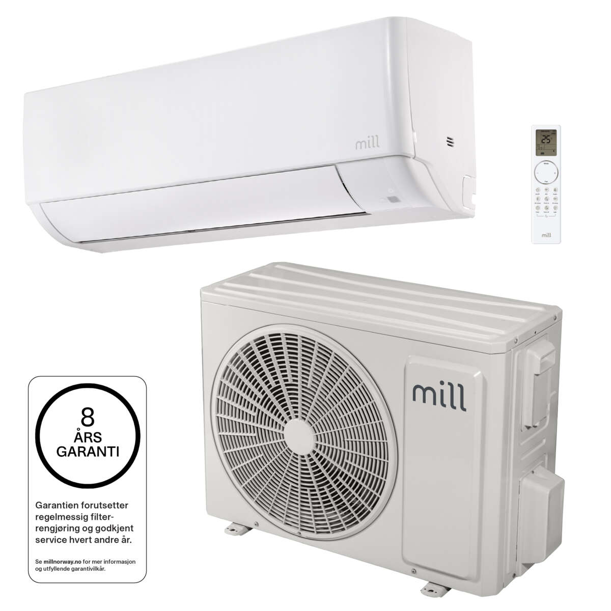Mill Compact Pro WiFi varmepumpe 7400W, ferdig montert