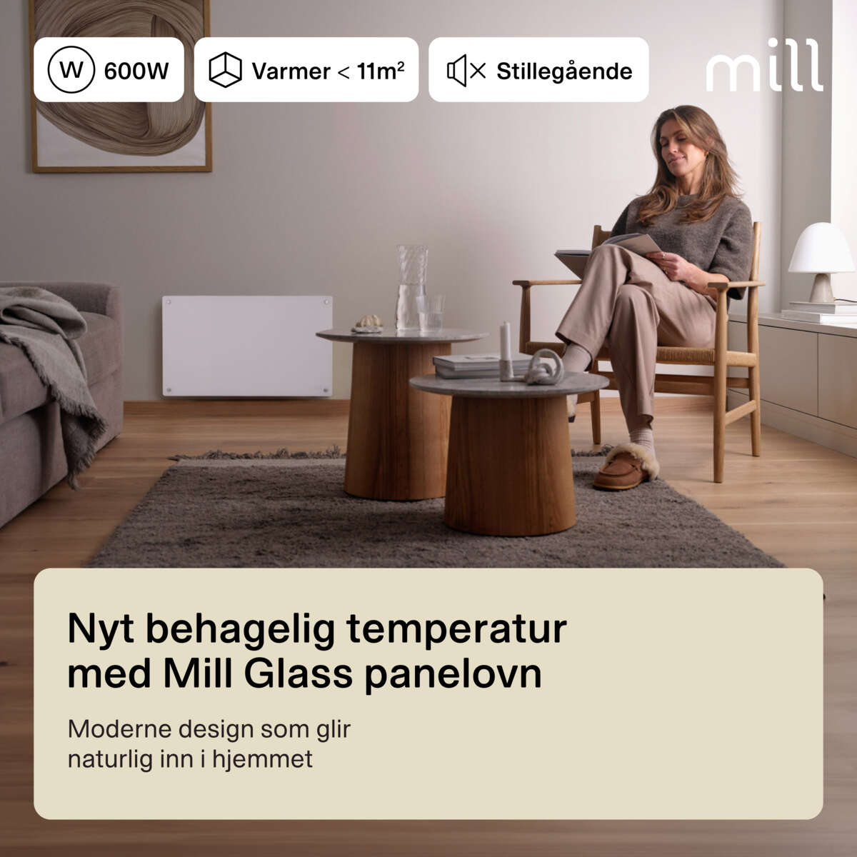 Mill Glass 600W panelovn