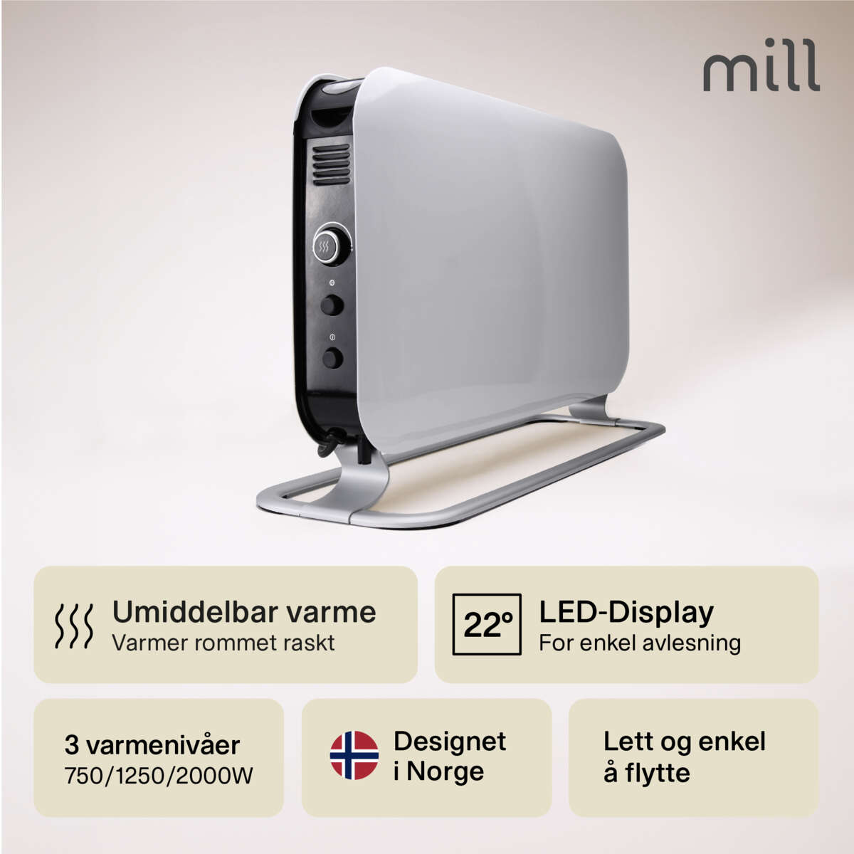 Mill Instant Led 2000W gulvovn