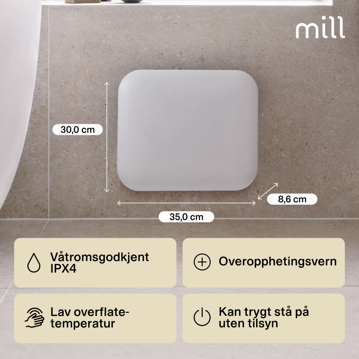 Mill Invisible 250W panelovn