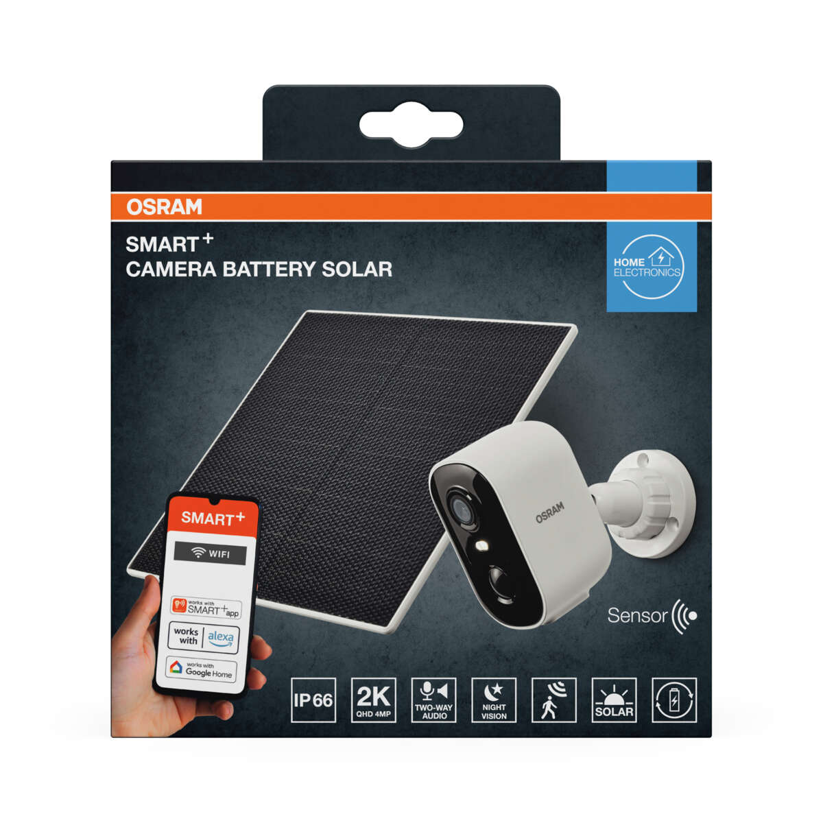 Osram Smart+ WiFi sikkerhetskamera og solcellepanel
