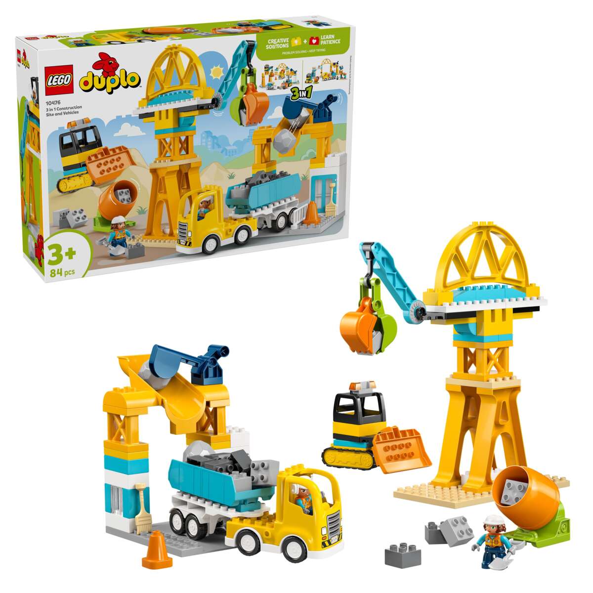 LEGO® DUPLO® Town 3-i-1 Byggeplass med anleggsmaskiner 10476
